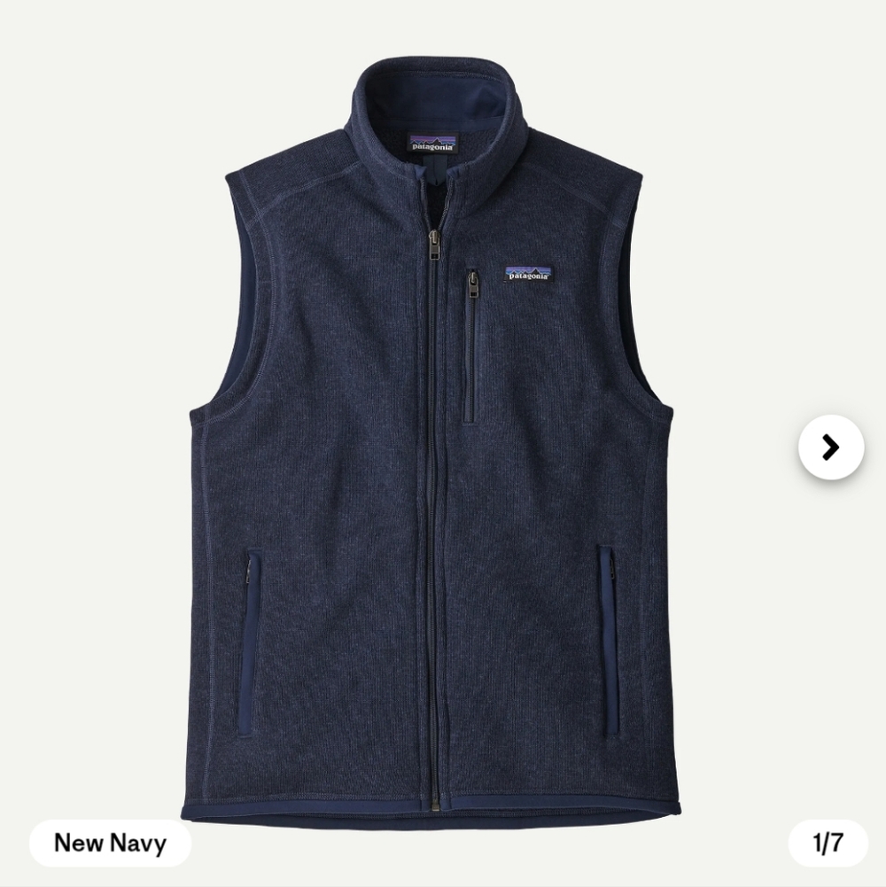 Patagonia Better Sweater Vest Mens Large New Navy Fleece Full Zip Pockets